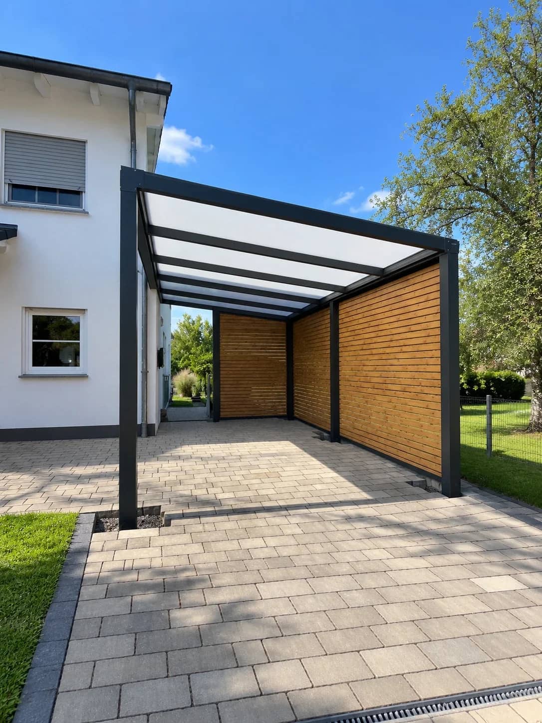 Freistehender Aluminium-Carport mit lichtdurchlässigem Dach